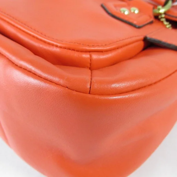 COACH Campbell Eva Orange Leather Large Flap Shoulder Bag Purse Dust Bag - Picture 15 of 15